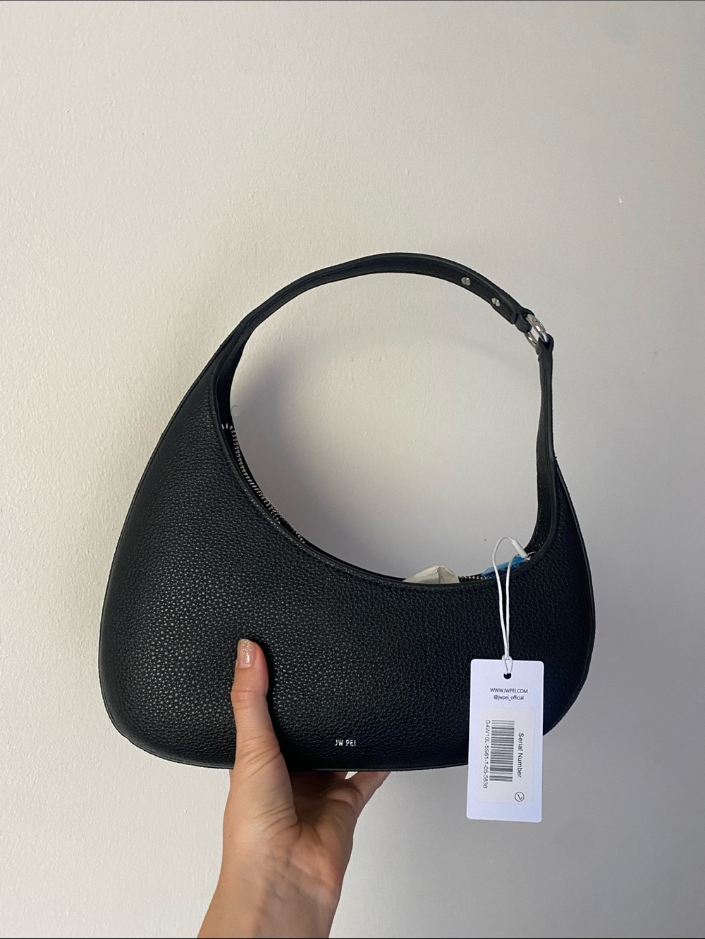JW PEI Black Pebbled Hobo Shoulder Bag